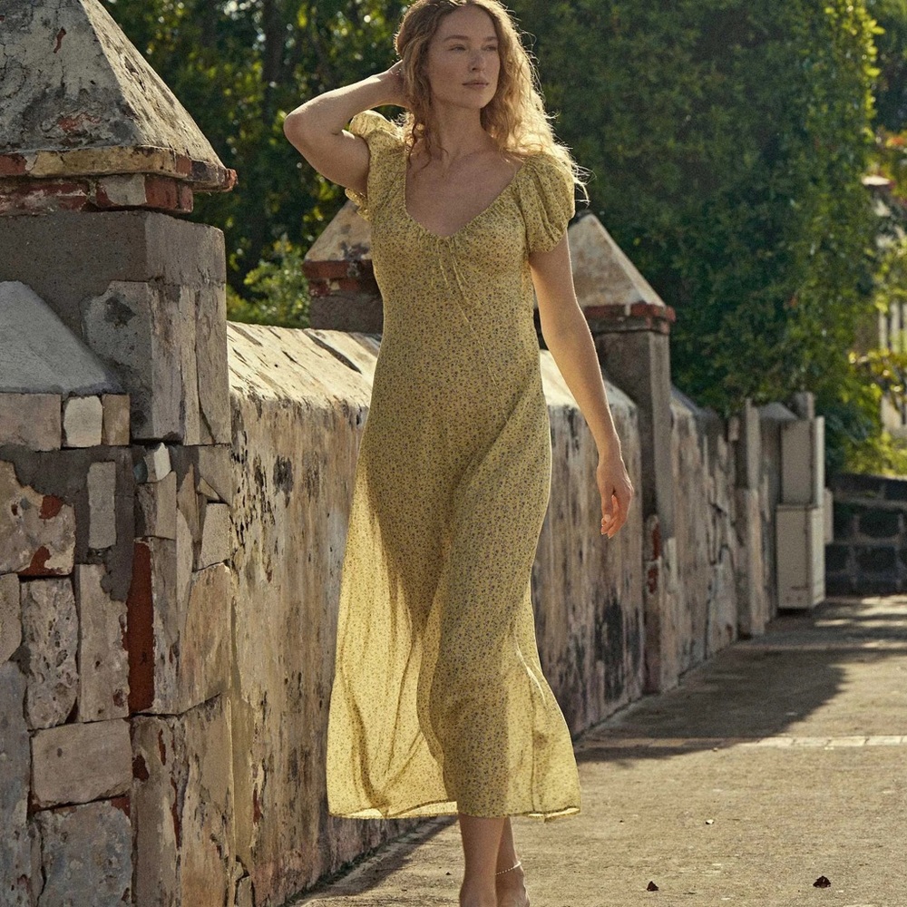 Doen Yellow Floral Maxi Dress